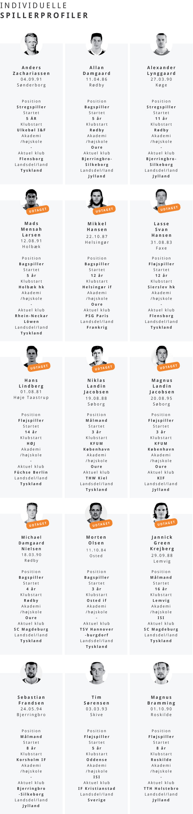 Håndbold VM spilleranalyse - spillerprofiler i bruttotruppen